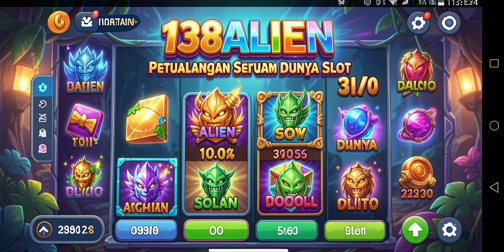 Screenshot gameplay <strong>138ALIEN</strong> menampilkan antarmuka yang menarik dan penuh warna.