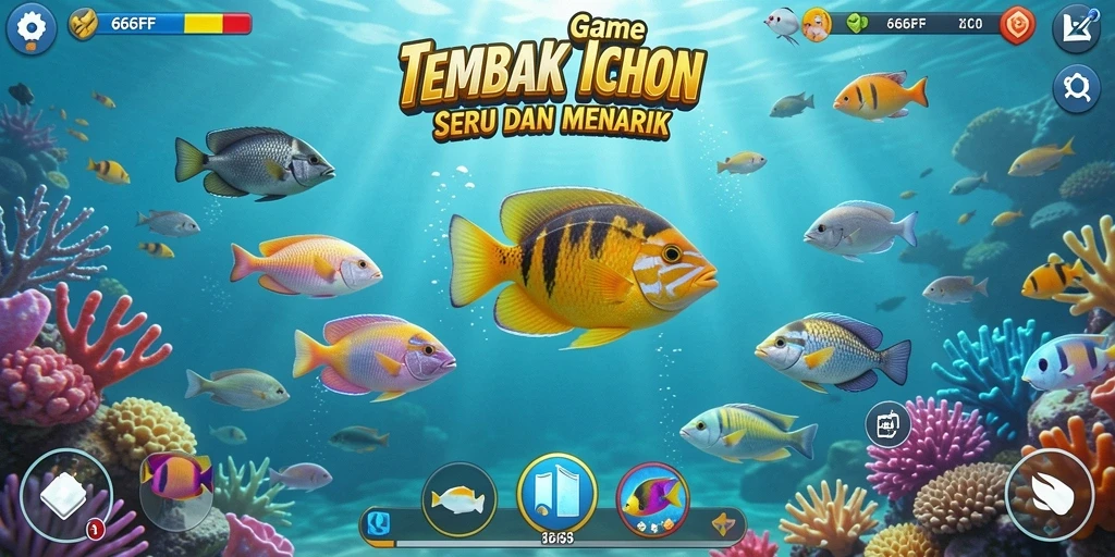 Gameplay seru menembak ikan di bawah laut dengan grafis menarik.