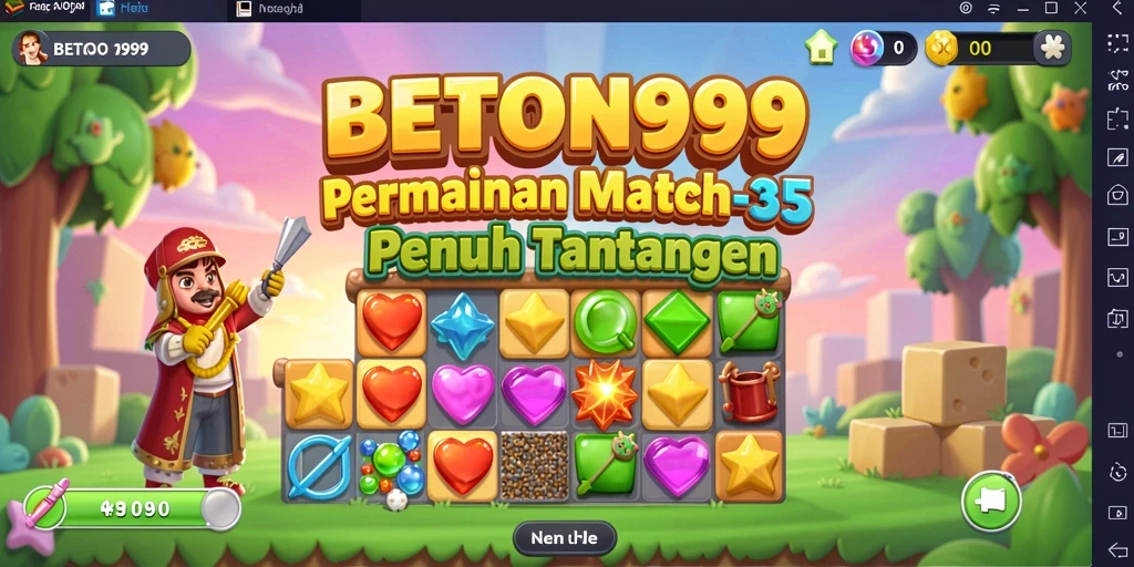 Screenshot menunjukkan aksi seru permainan Match-3 dalam BETON999.