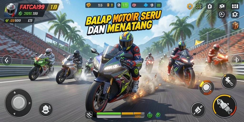 Tampilan menarik dari balapan motor yang mendebarkan di FATCAI99.