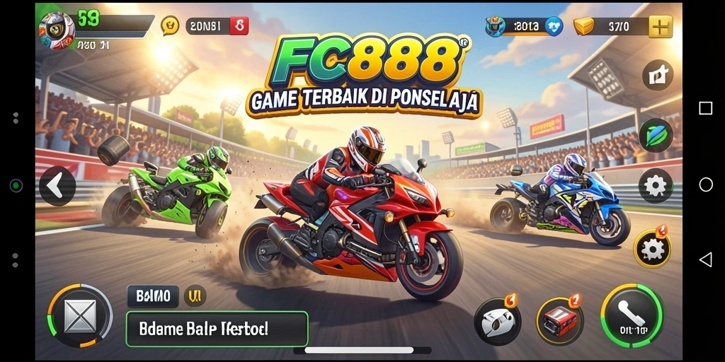 Gameplay seru dan menantang di FC888 saat berlomba di lintasan.