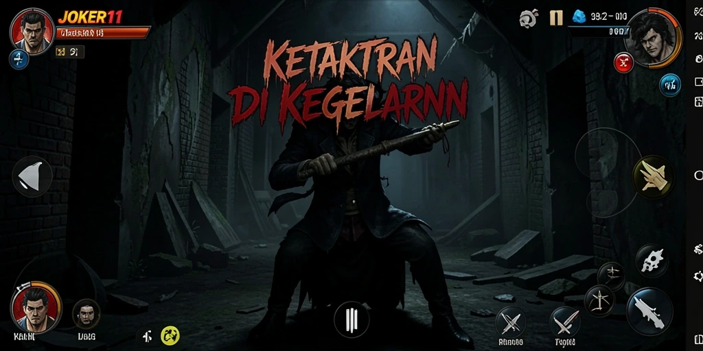 Screenshot JOKER11 menampilkan gameplay horor yang mencekam.