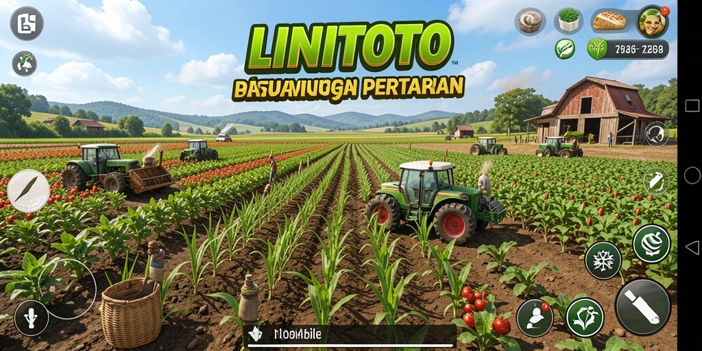 Screenshot gameplay LINITOTO menampilkan petualangan bertani yang seru.
