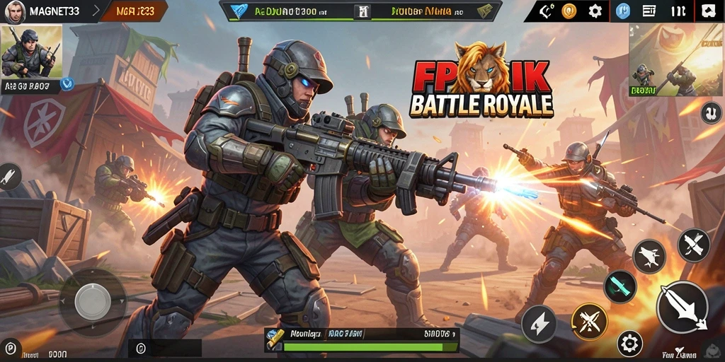 Tangkapan layar MAGNET33 menampilkan aksi pertempuran di arena Battle Royale.