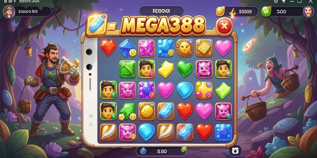 Tampilan menarik dari gameplay MEGA388 dengan tantangan Match-3.