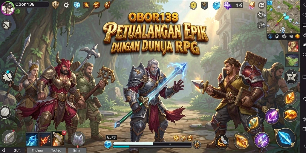 Tampilan gameplay OBOR138 menampilkan pertarungan dinamis dan karakter unik.