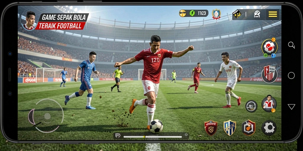 Gameplay seru dalam PP123 dengan aksi sepak bola yang mendebarkan.