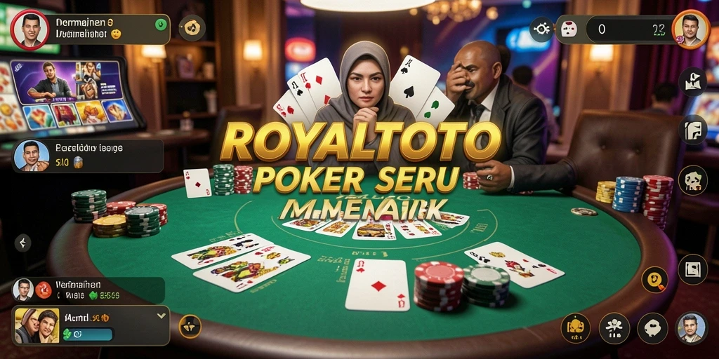 Tampilan gameplay seru dan atraktif dari ROYALTOTO yang menampilkan pemain Poker.